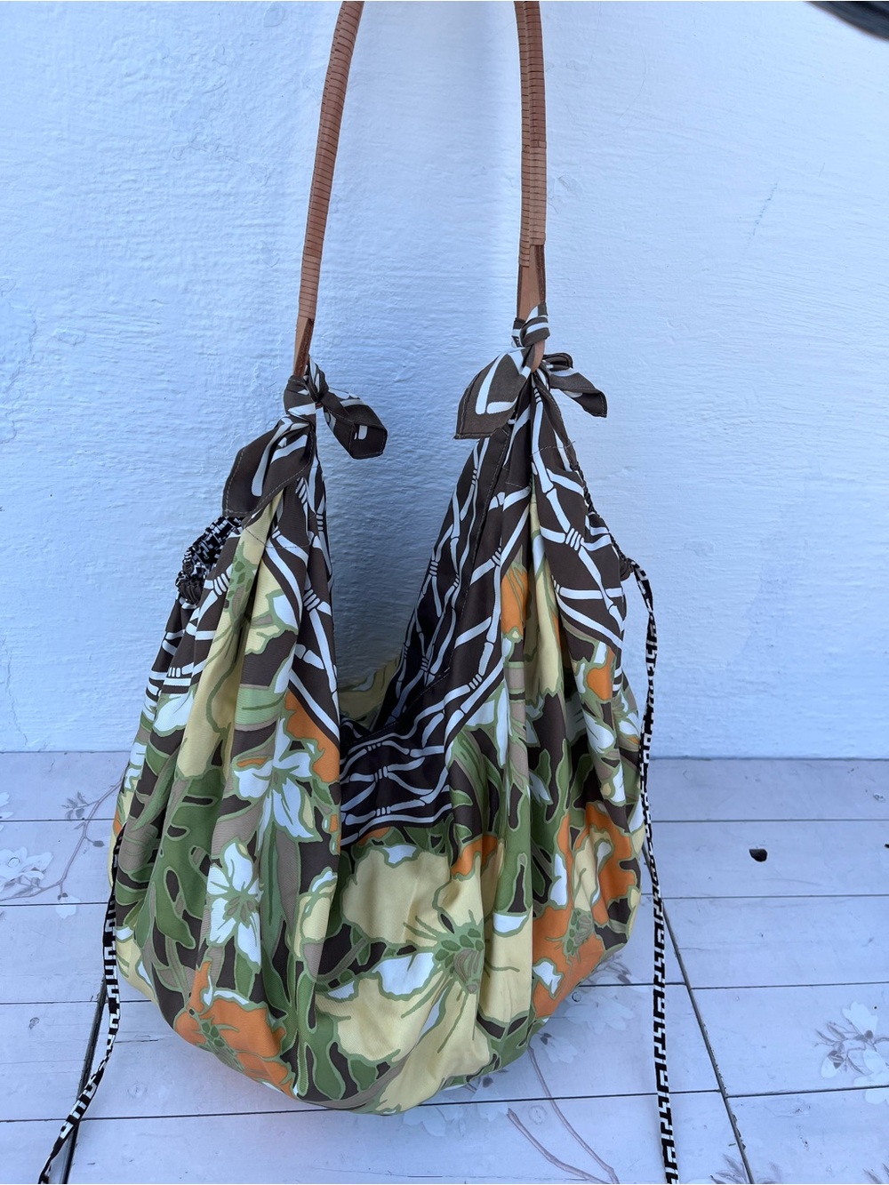 Tommy Bahama Floral Hobo Bag in Green, Orange & Brown